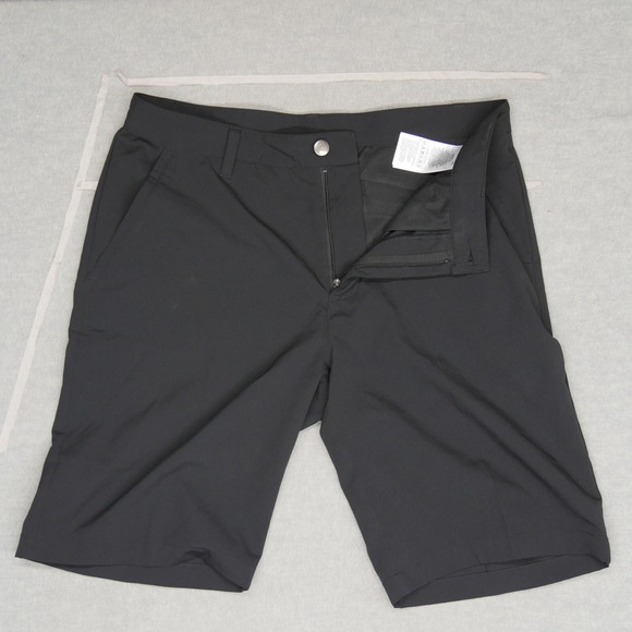 Adidas Men Shorts 30 Black Chino Logo Pockets Low Rise Pockets 10" Inseam - Picture 1 of 12